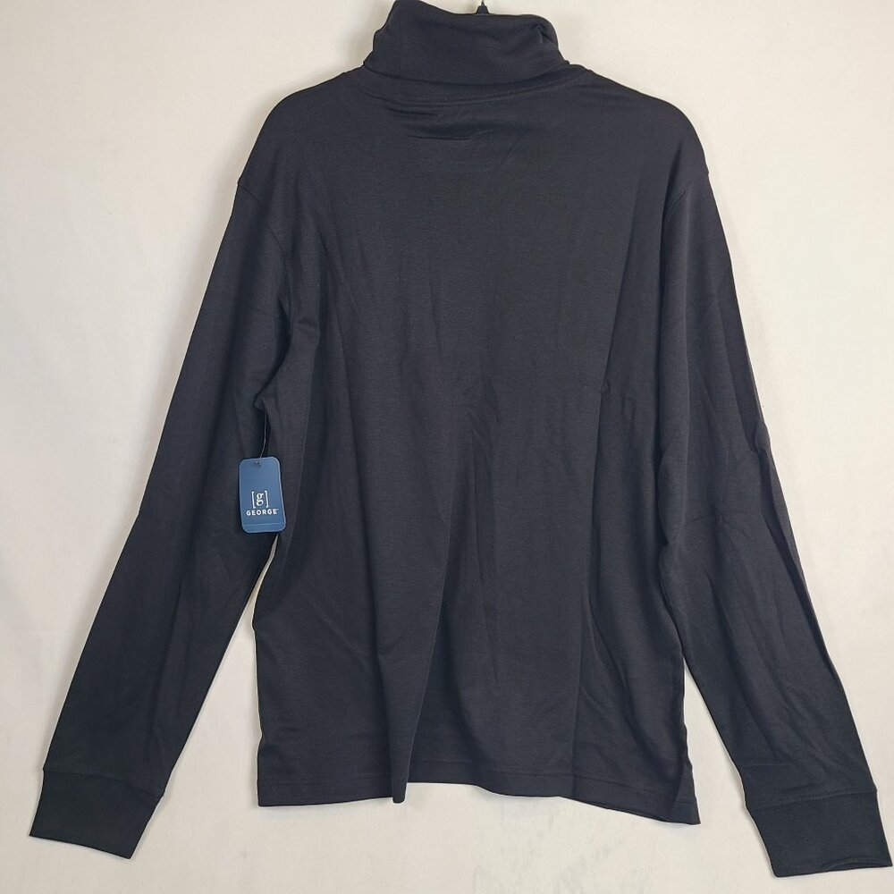 NWT George Olx Ge Turtleneck Black Soot Soft Cotton Blend Long Sleeve Top Sz L - Picture 7 of 7